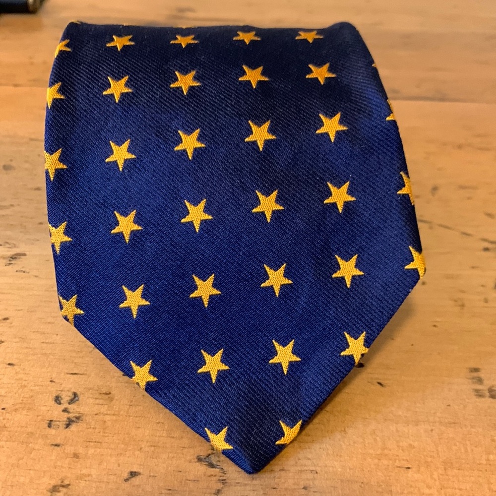 Paul Stuart navy tie with gold stars